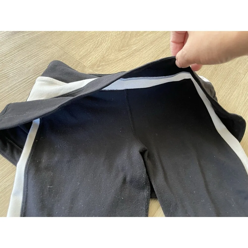 Lululemon Steadfast Women's Black & White Skirt Cropped Leg Zipper Leggings Sz 2 - Image 8