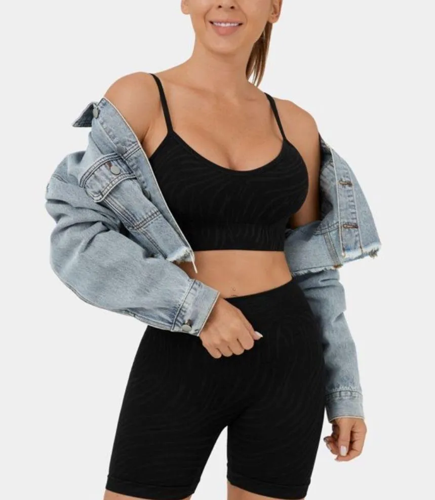 Halara Black Zebra stripe  sport bra - Image 10