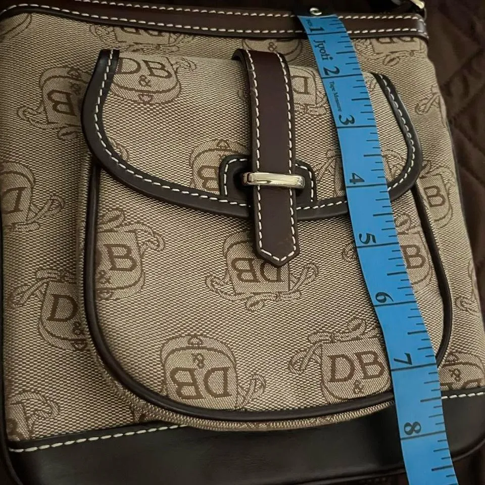 Dooney & Bourke Letter Carrier Signature Canvas and Leather Brown Crossbody Bag - Image 5