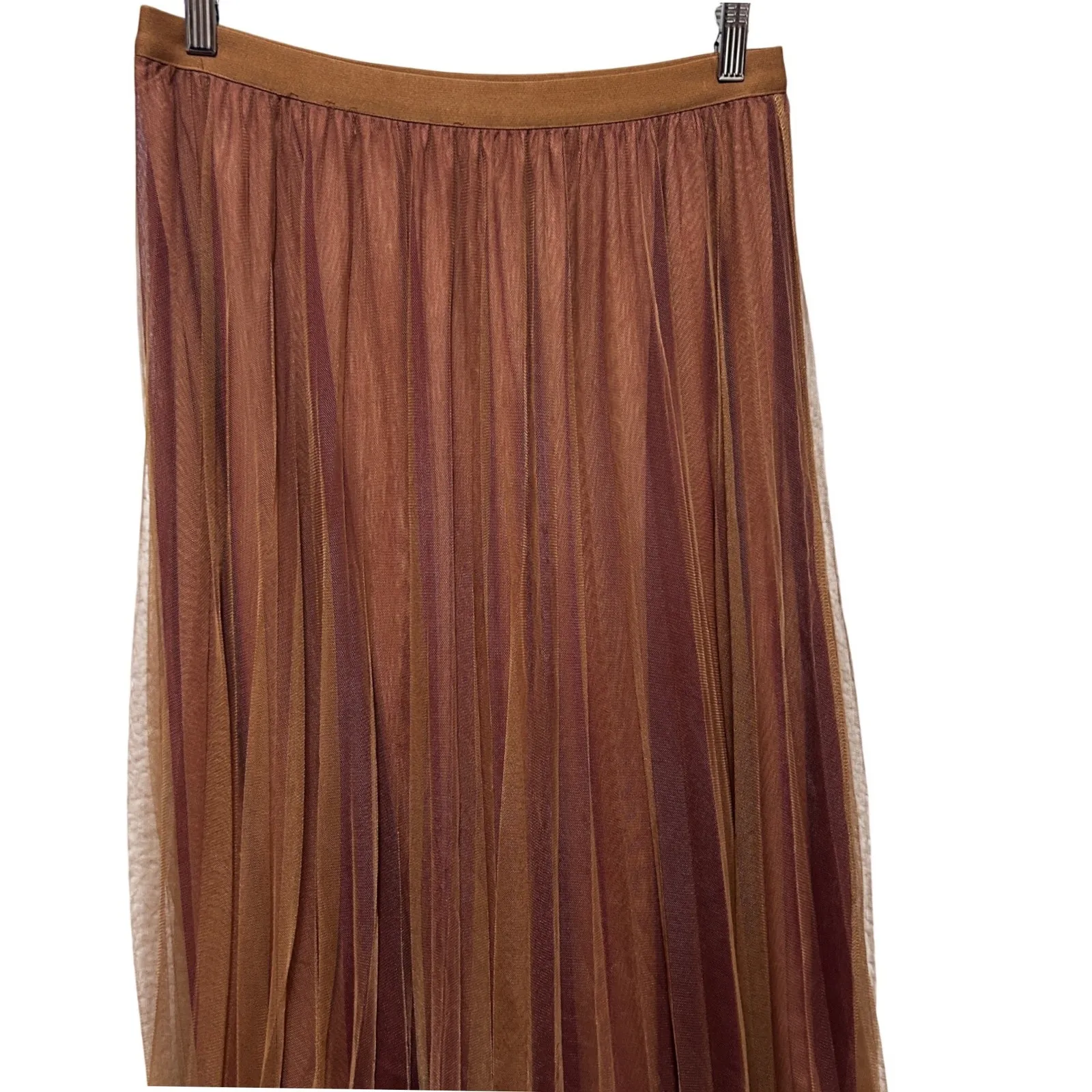 Hem And Thread Women Whimsy Fairy Skirt M Brown Burgundy Tulle Pleated Romantic - Image 3
