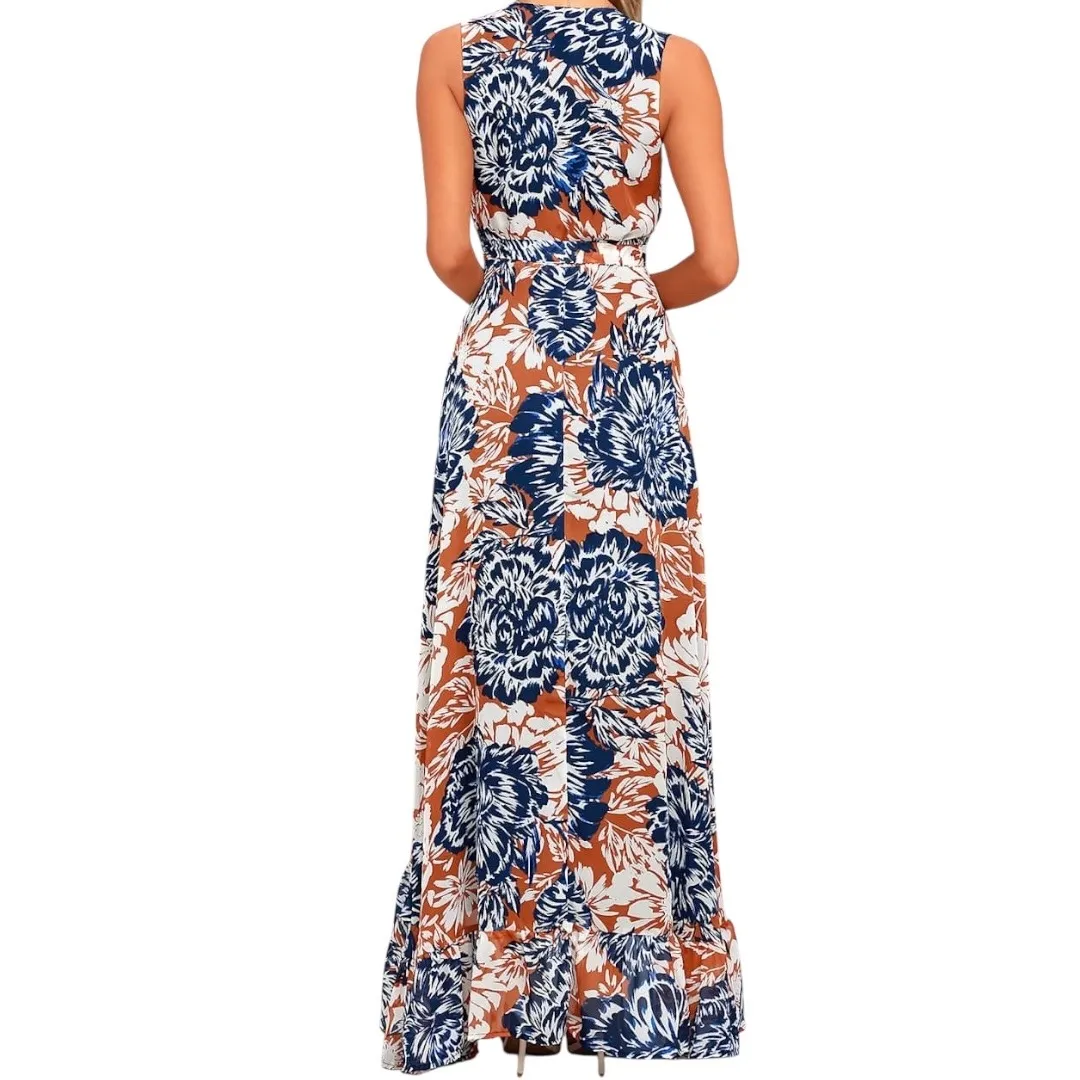 NWT Lulus Desert Trip Floral High-Low Sleeveless Wrap Dress Size XS Feminine‎ - Image 2