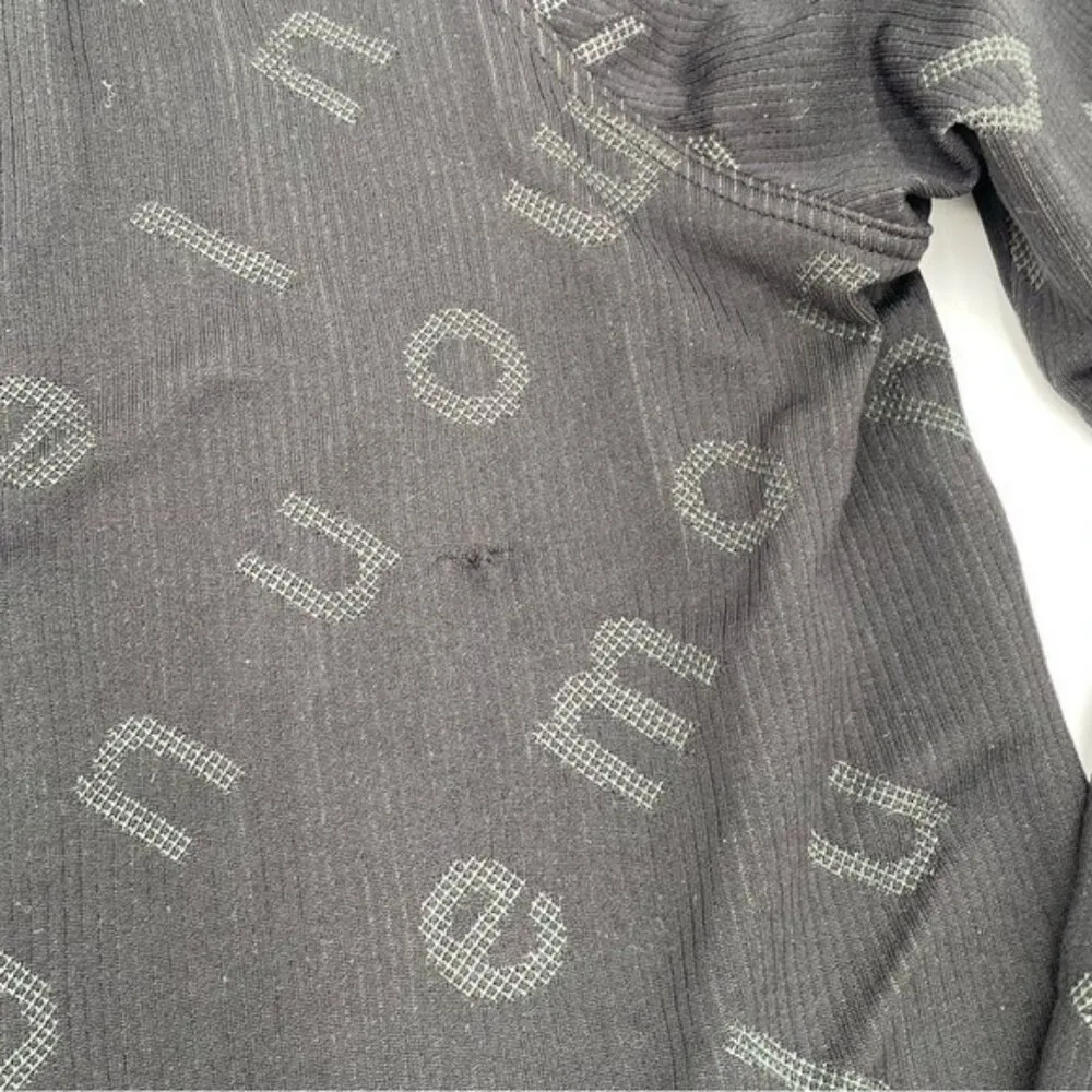 Lululemon Rest Less Pullover Logo Letter Black Graphite Grey Seamless Top Size 8 - Image 10