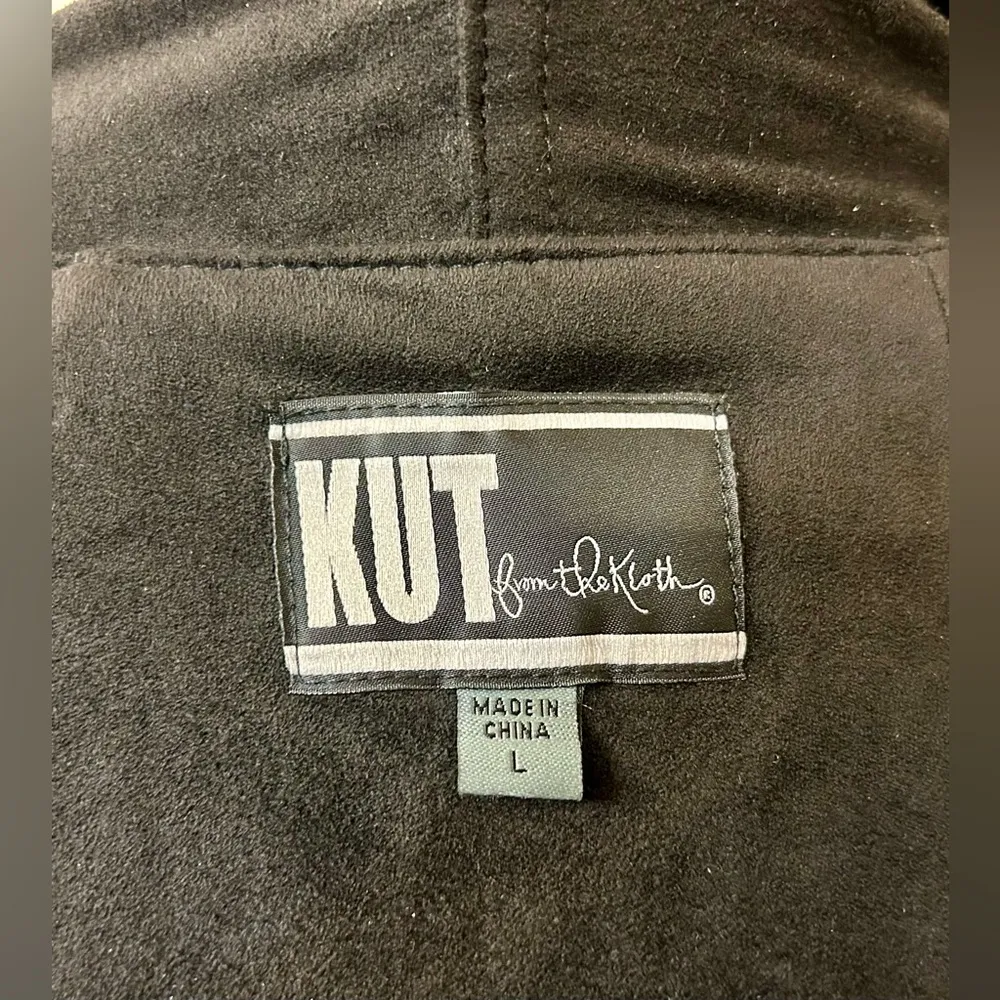 Kut From The Kloth Tayanita Faux Suede Waterfall Moto Jacket in Black Size Lg - Image 8
