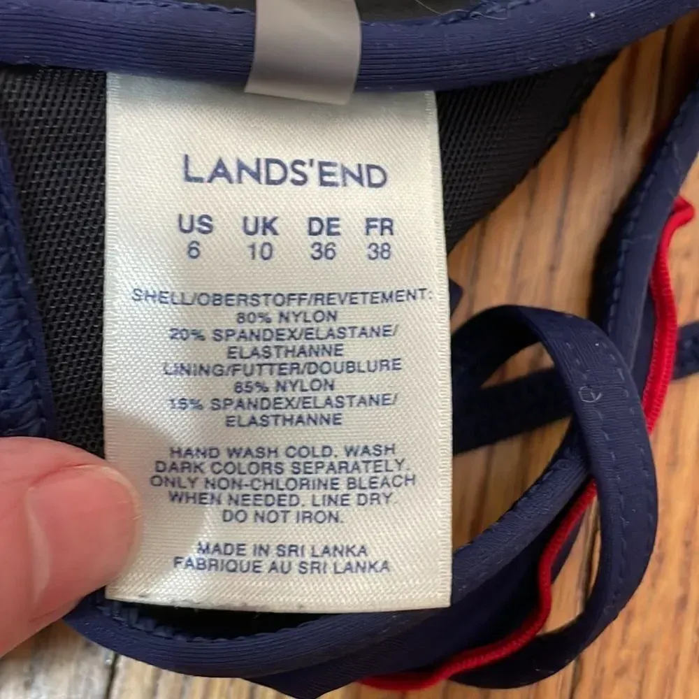 Lands End Bikini Swimsuit Blue‎ Red Ruffle size Small - Image 8