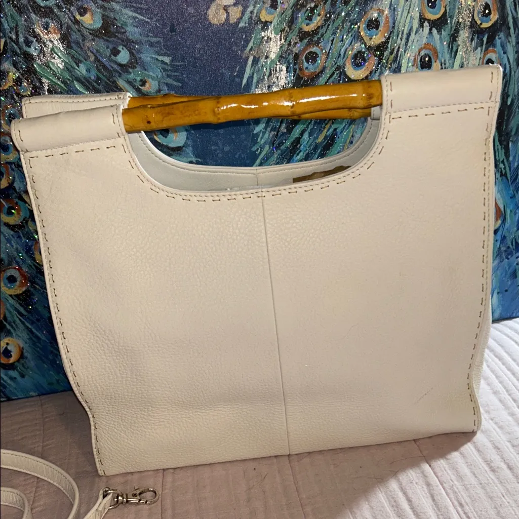 Fossil Cream Handbag with Bamboo Handle & Shoulder Strap - Image 6