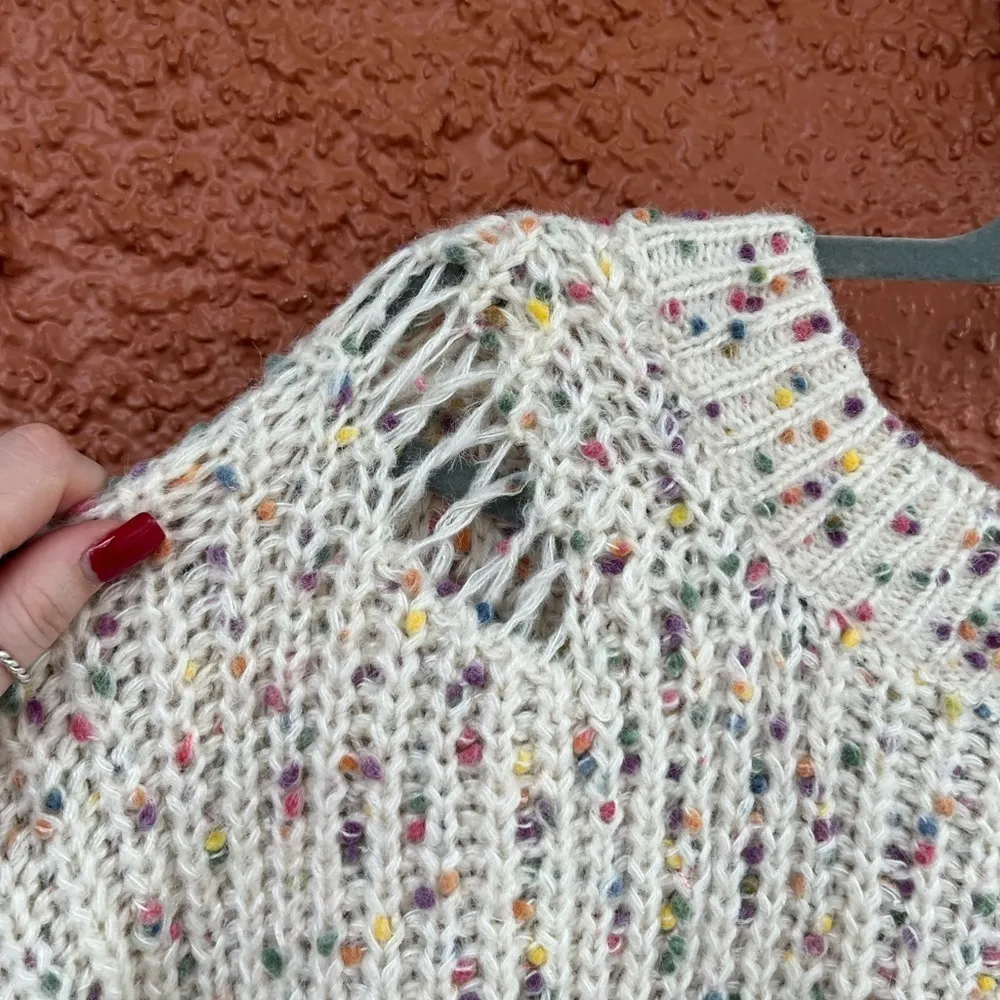 POL  Chunky Knit Distressed Artsy Confetti Pullover Sweater Size L - Image 2