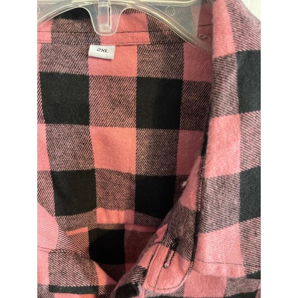 Women’s Flannel Shirt Size 2XL Blush Black Grey New Without Tags Pink - Image 6
