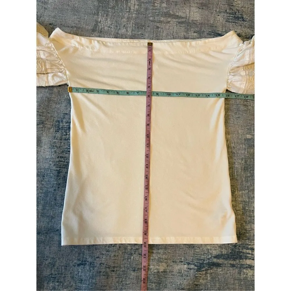 Free People Ivory Rock With It Embroidered Knit Blouse Medium - Image 8