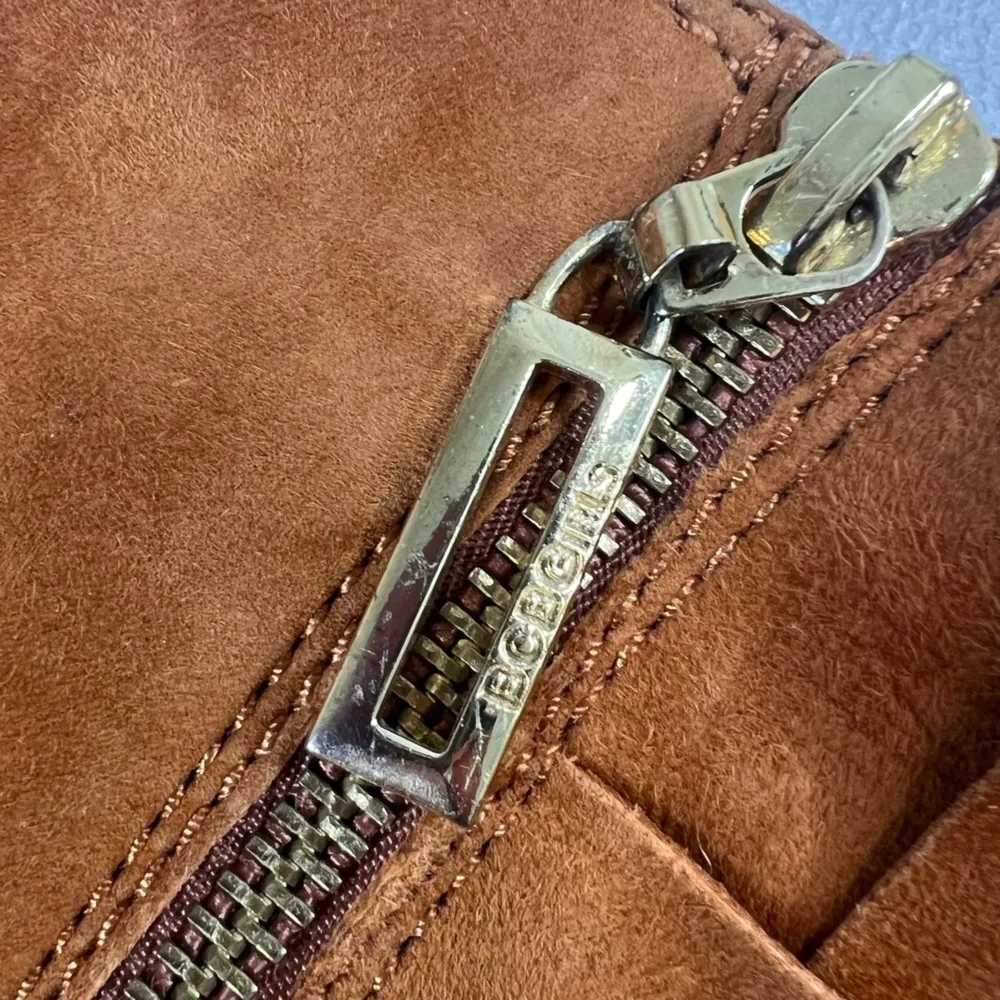 BCBGirls Inkie’s Brown Suede Fringe Roper Style Ankle Boots Side Zip Round Toe - Image 5