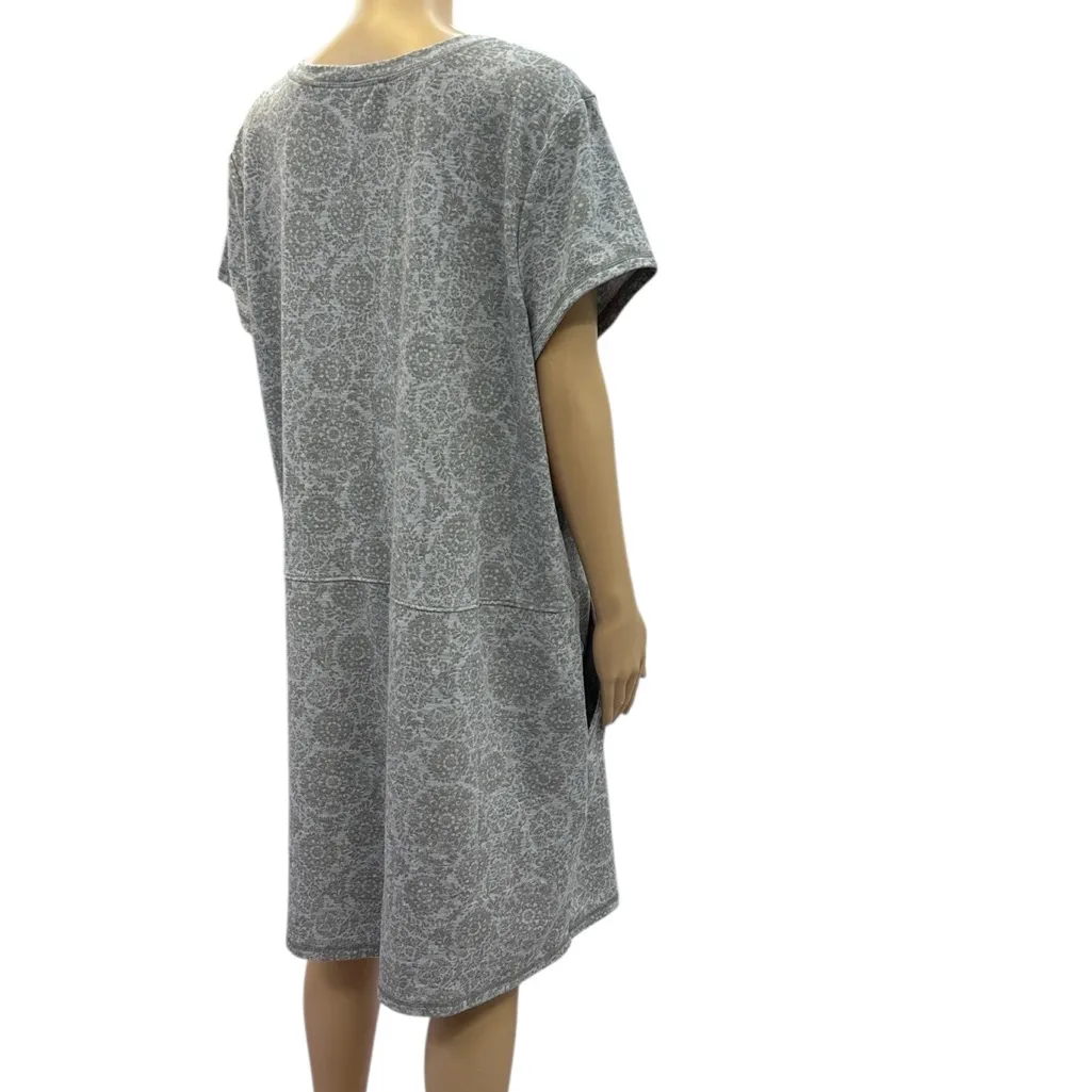 Live Love Lounge Karen Neuburger Gray Printed Loungewear Dress with Pocket 1X - Image 6