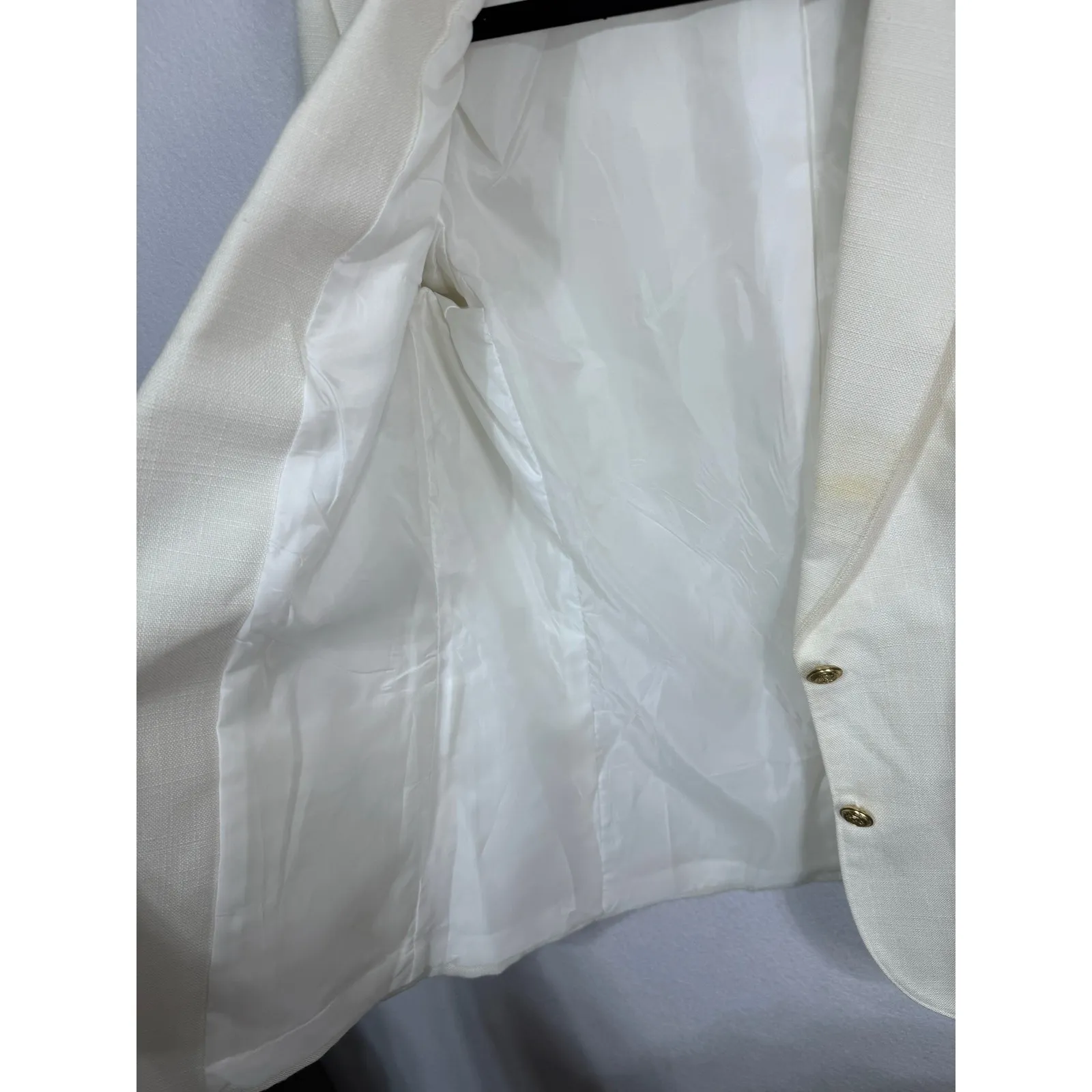 Vintage Worthington Women's Ivory‎ Blazer Gold Crest Buttons Lined Japan Size 10 - Image 9