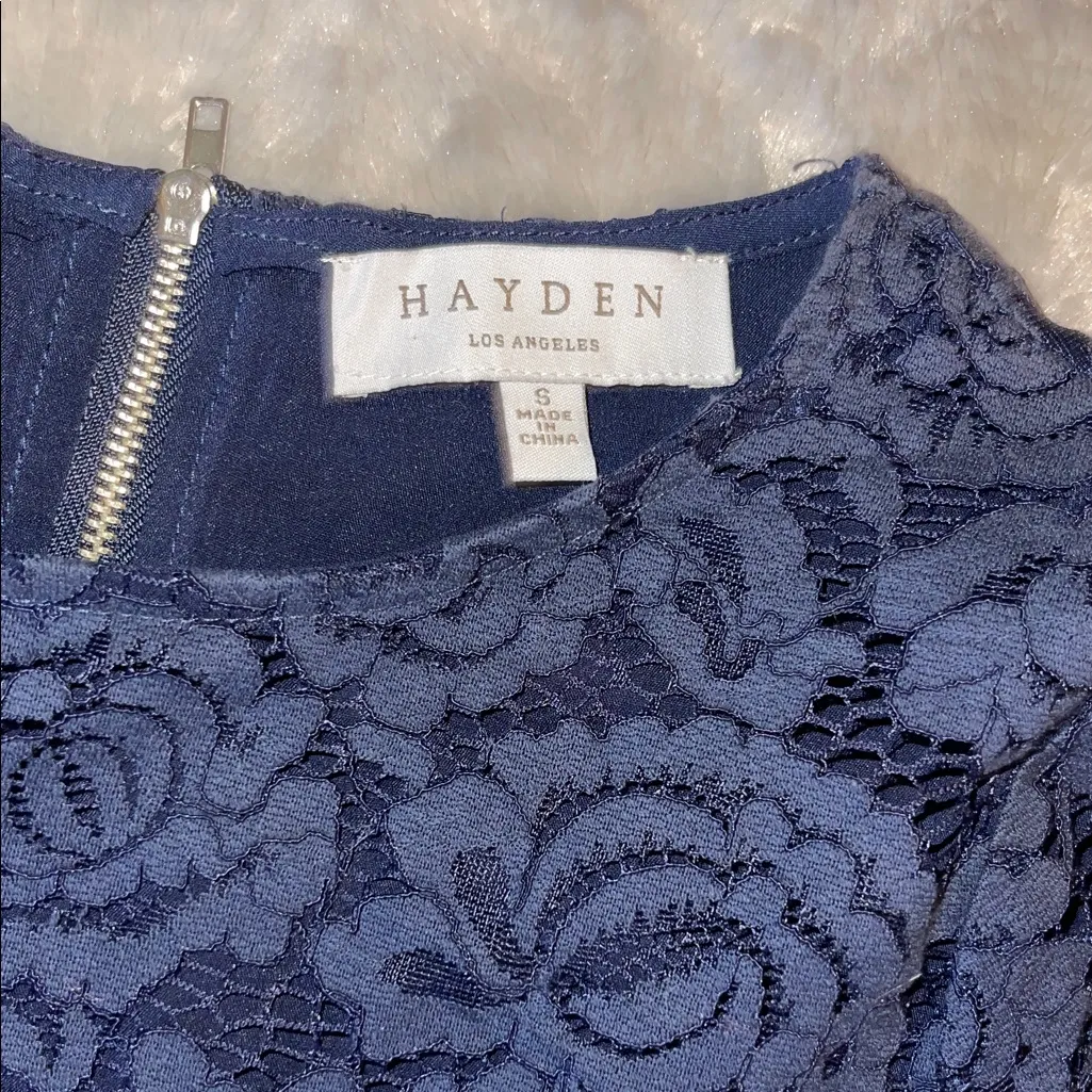 Hayden Los Angeles Navy Blue Floral Lace Mini Dress S - Image 2