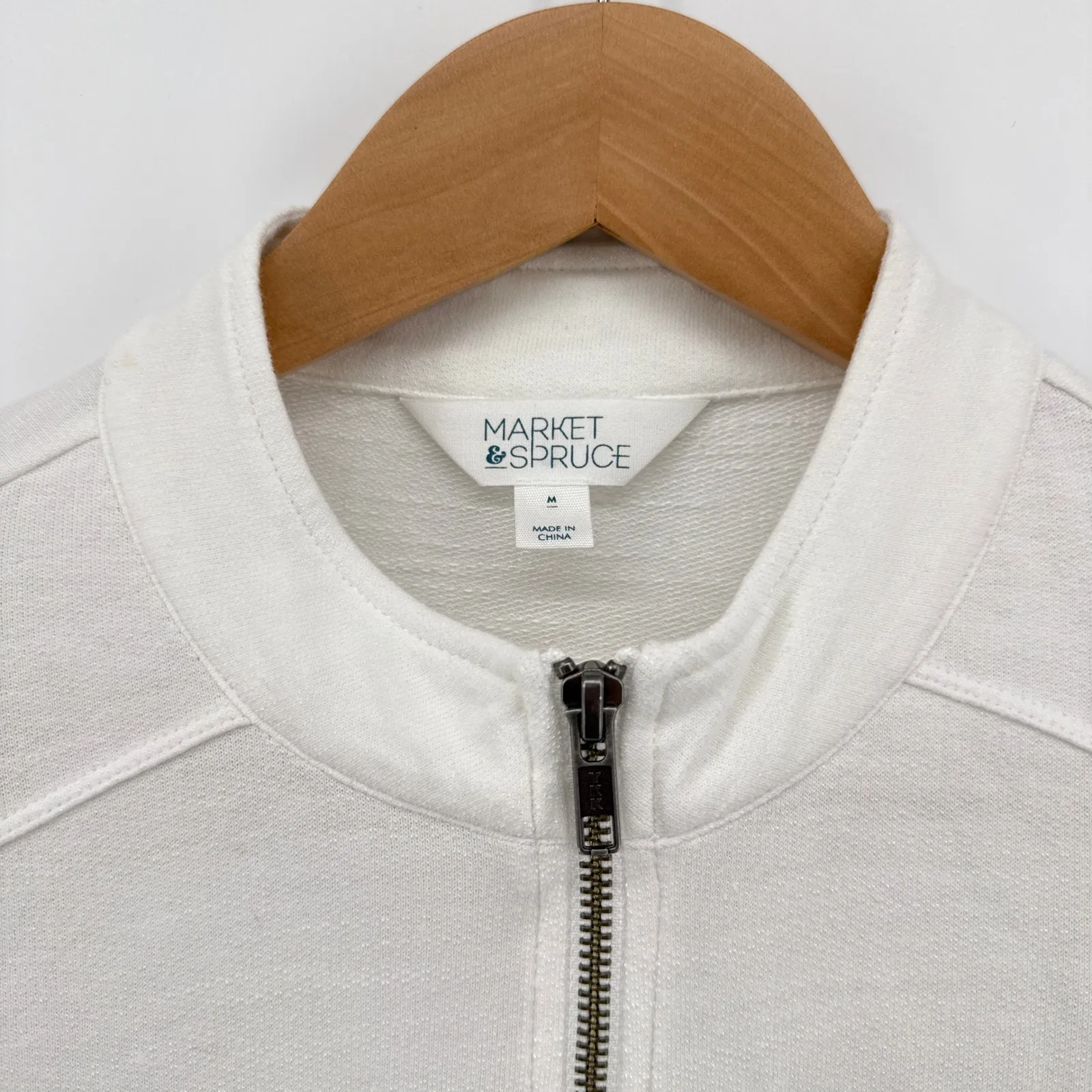 Market & Spruce White Zip Up Lightweight Knit Jacket High Low Women's Medium - Image 3