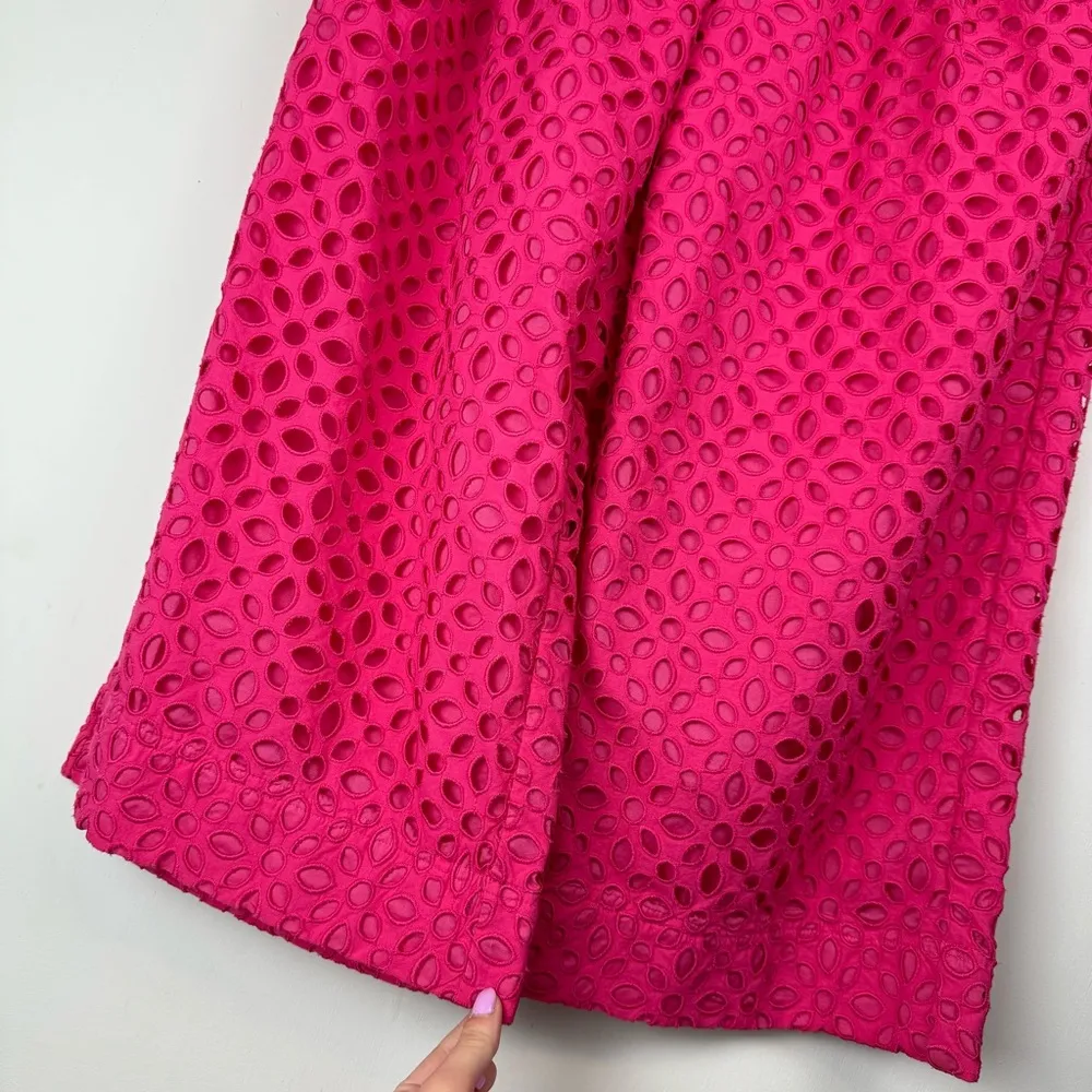 J. Crew Womens Pink Eyelet Tie Waist Pants Sz 16 Crop Wide Leg - Image 10