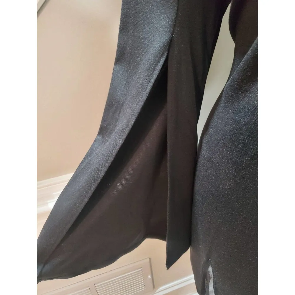 auum Women Black Solid Polyester Mock Neck Long Sleeve Knee Length Dress Size XL - Image 7