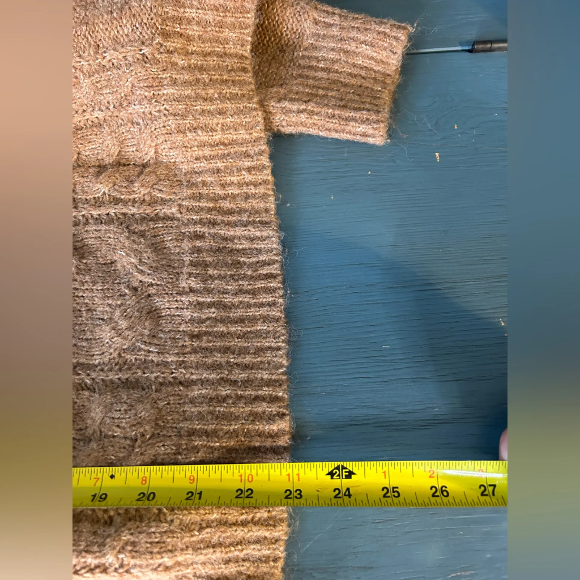 Old Navy Light Brown Cable Knit Crewneck Sweater | Size Medium - Image 7