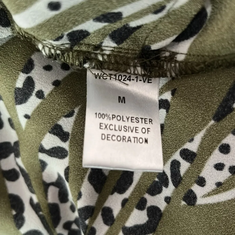 THML Animal Print Polka Dot Striped High Neck Ruffle Romper Size Medium - Image 8