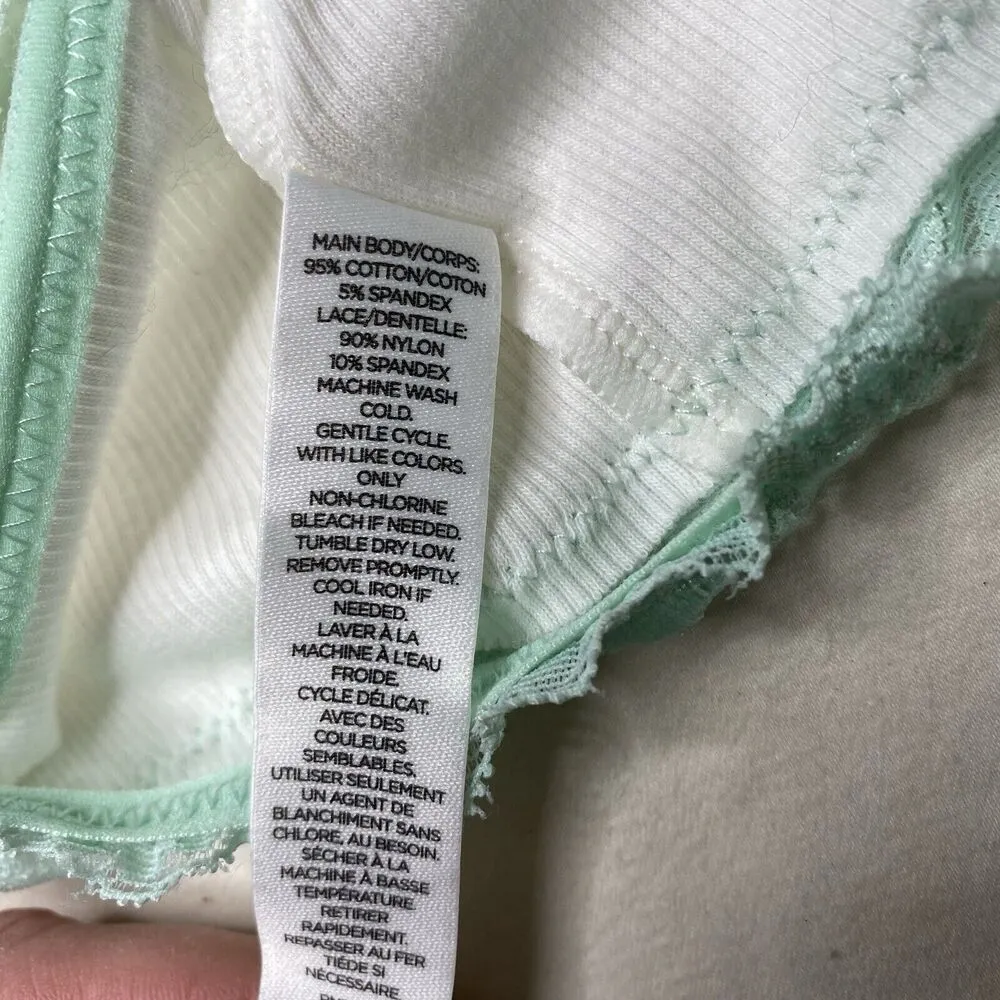 BP. White Mint Green Lace Longline Bralette Pullover Stretch Deep V XXL New NWT - Image 5