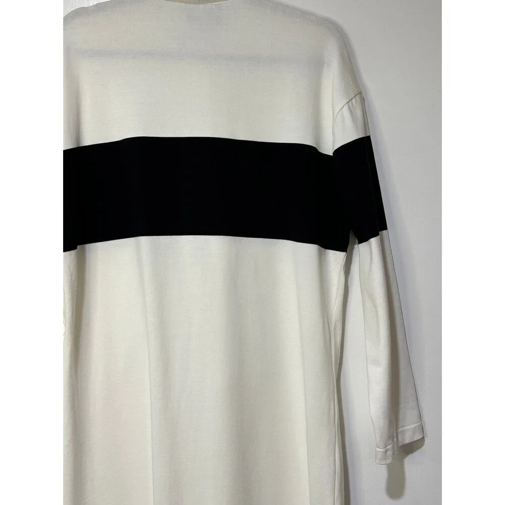 Cynthia Rowley Rugby Striped Cotton Knit Shirt Dress White Black Size Large EUC - Image 13