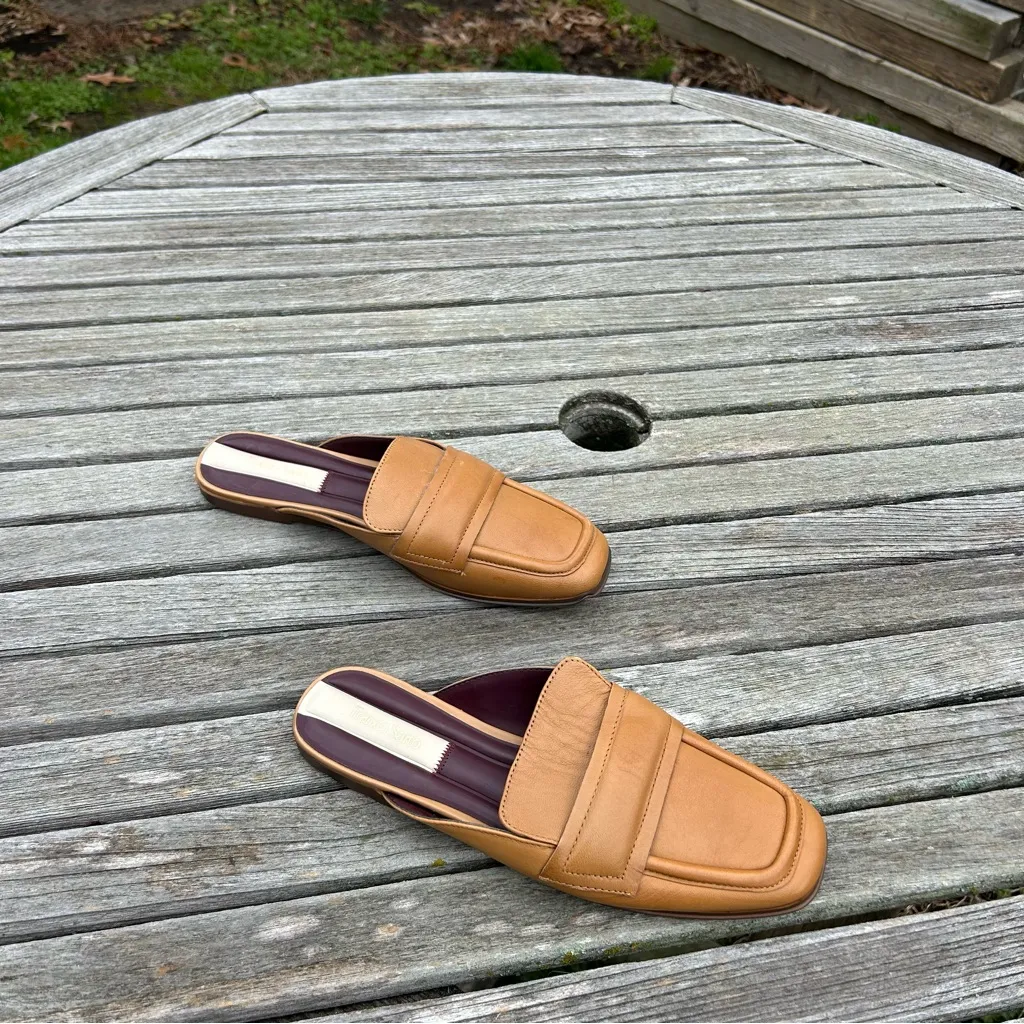 Franco Sarto Tan‎ Brown Leather Duval Mule Womens Slip On Mules Flats Size 7 - Image 2