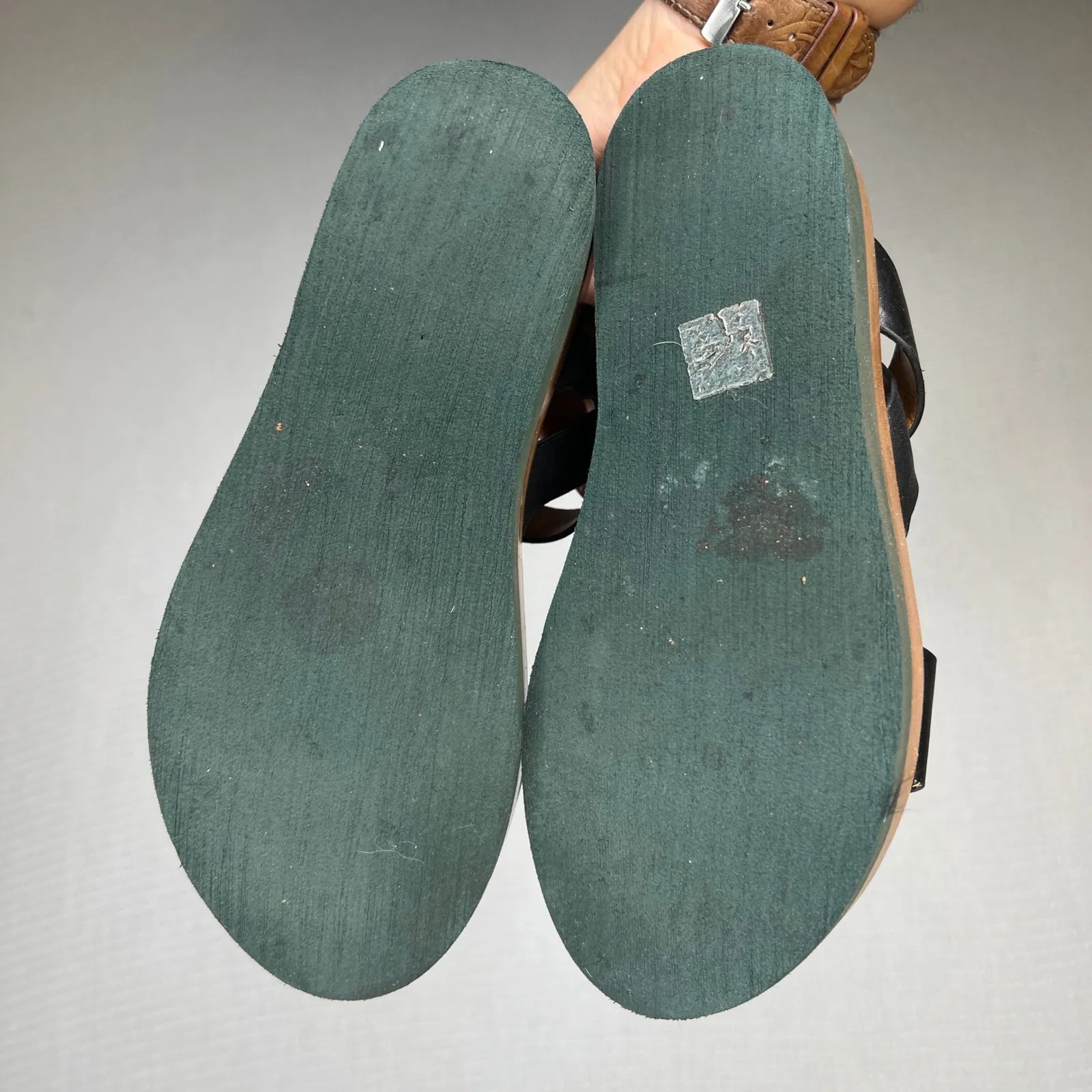 Coclico Dana Wedge Black Womens Platform Sandals Wood Green Sole Strappy‎ Slides Size 6 - Image 4