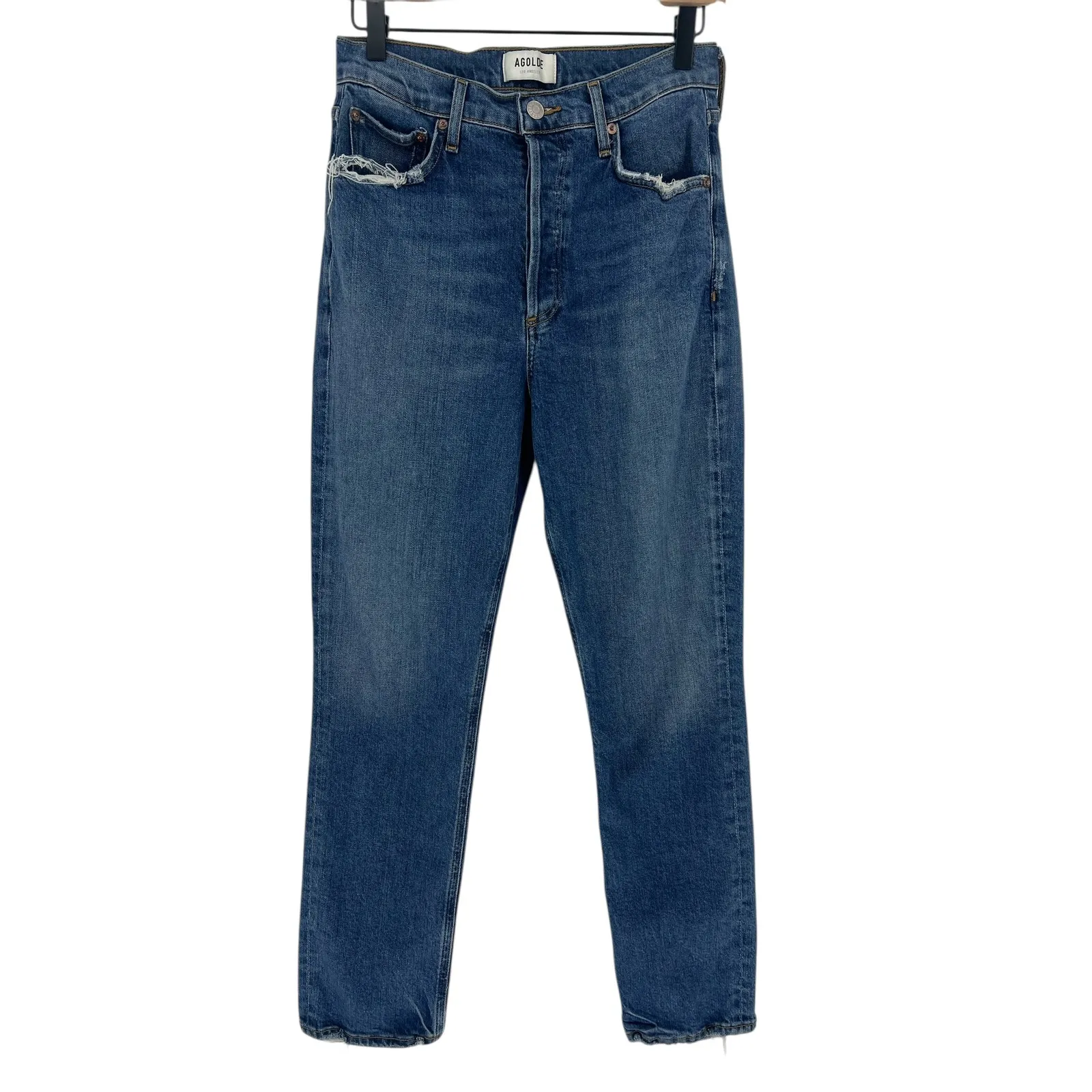 Agolde Riley Long High Rise Straight Jeans - Image 3