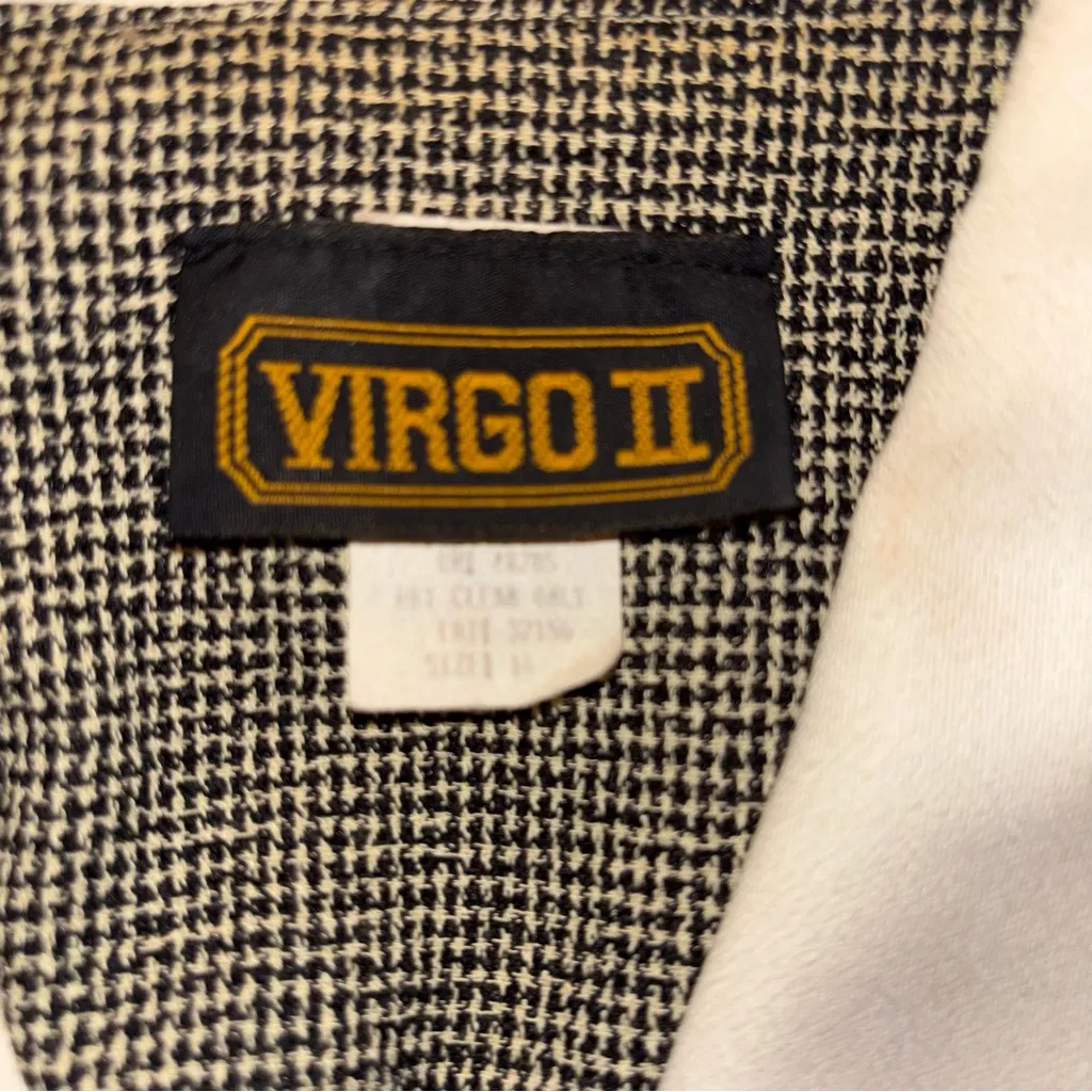 Vintage Virgo II Checkered Blazer Black Size 14 - Image 2