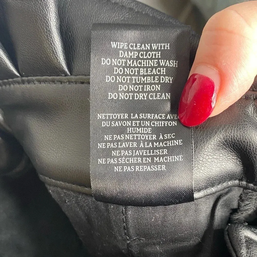 BLANKNYC Vegan Faux Leather Paperbag Waist Pants Straight Leg Black Size 26 - Image 8