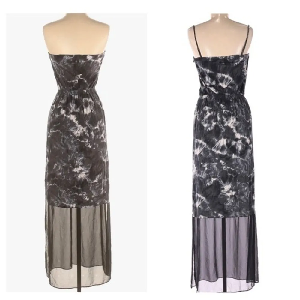 black and white tie dye with sheer hemline maxi dress size XS - Image 3