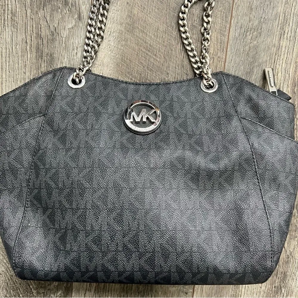 MICHAEL KORS Chain Signature Leather Jet Set Travel Shoulder Tote Bag Monogram - Image 3