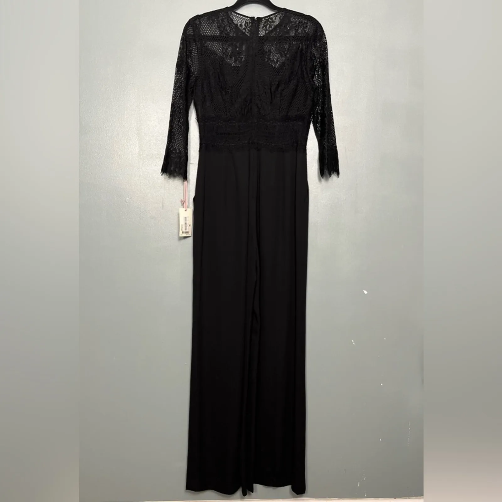 NWT Alex Marie Hailey Black Lace Chiffon Wide Leg Party Jumpsuit Women’s Size 6 - Image 2