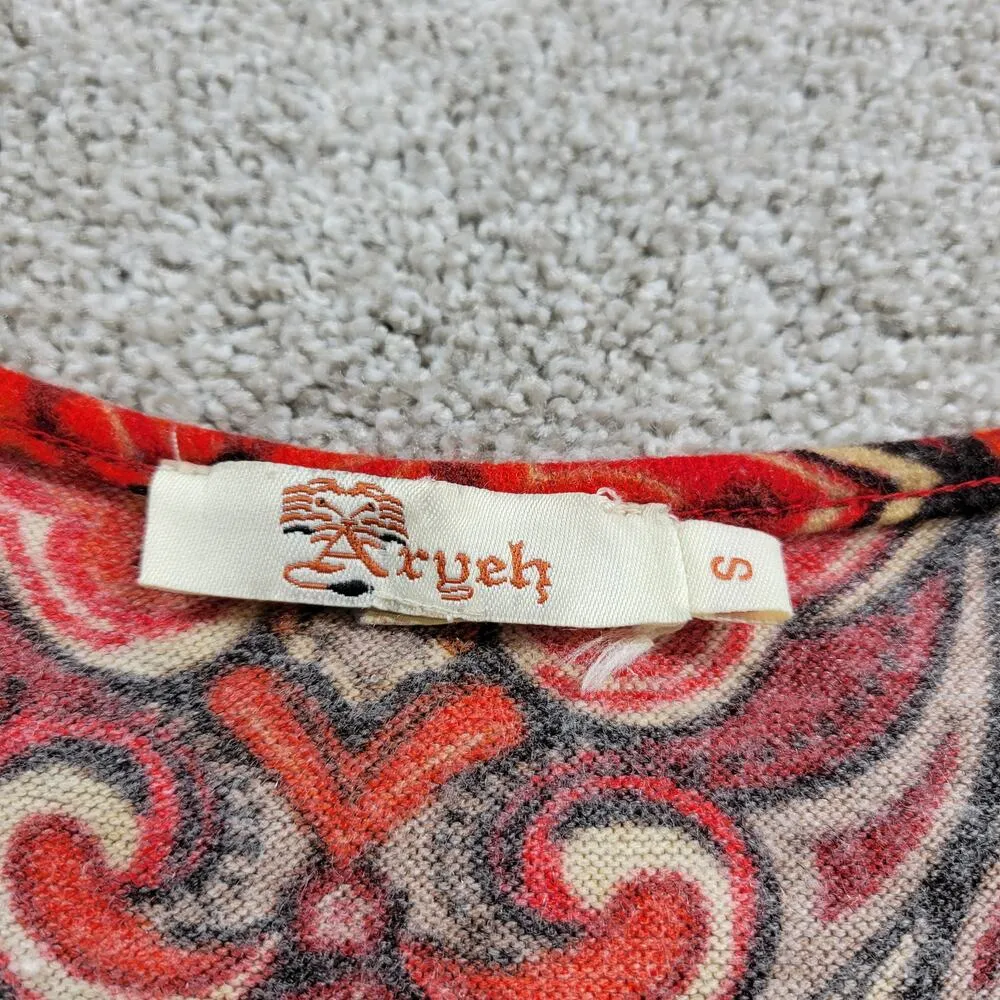 Aryeh Sweater Dress Womens Small Red Inkblot Wool Cashmere Tear Drop Cut Outs - Image 2