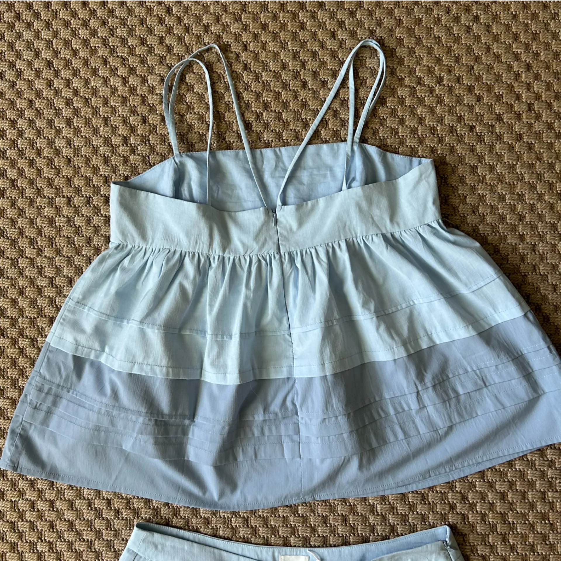 Aureum Pintick Pleated Cami Top and Short Set Blue Size L - Image 4