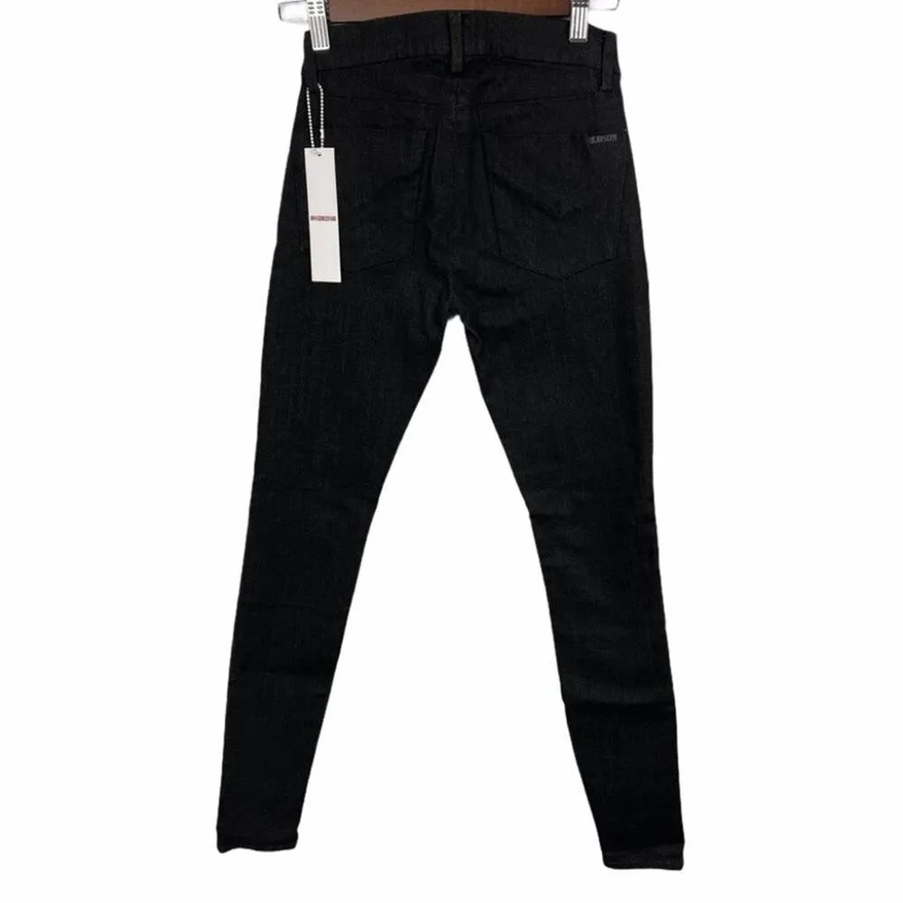 Hudson Skinny Jeans Black Low Rise Frayed Patchwork Pockets USA Size 25 NEW - Image 2