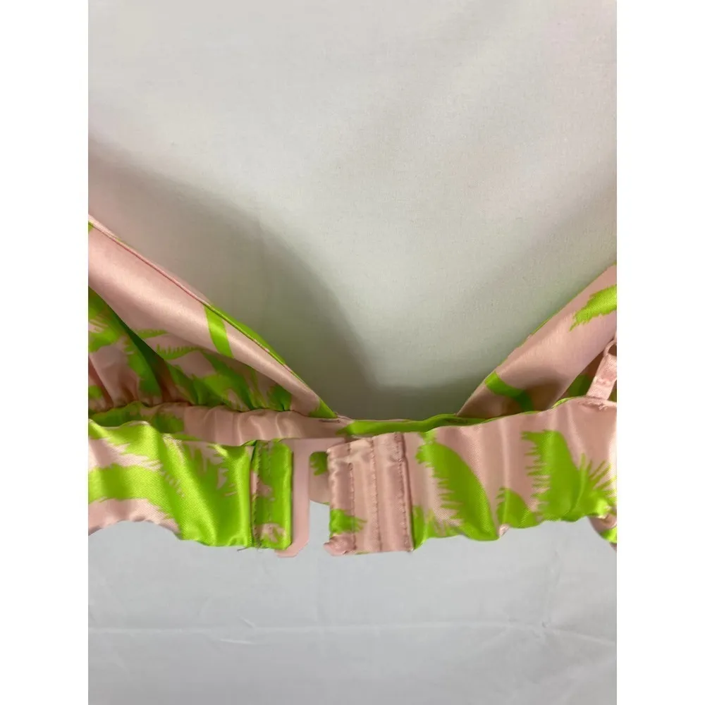 Boutique Satin Crop Tropical Print Bralette Size Large - Image 3