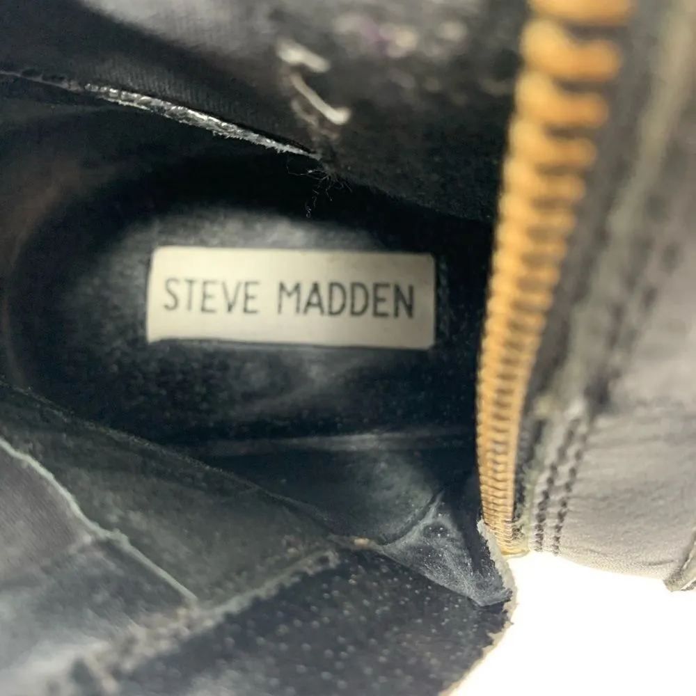 Steve Madden Ryder Black Leather Textile Riding Boot Size 8.5 - Image 3