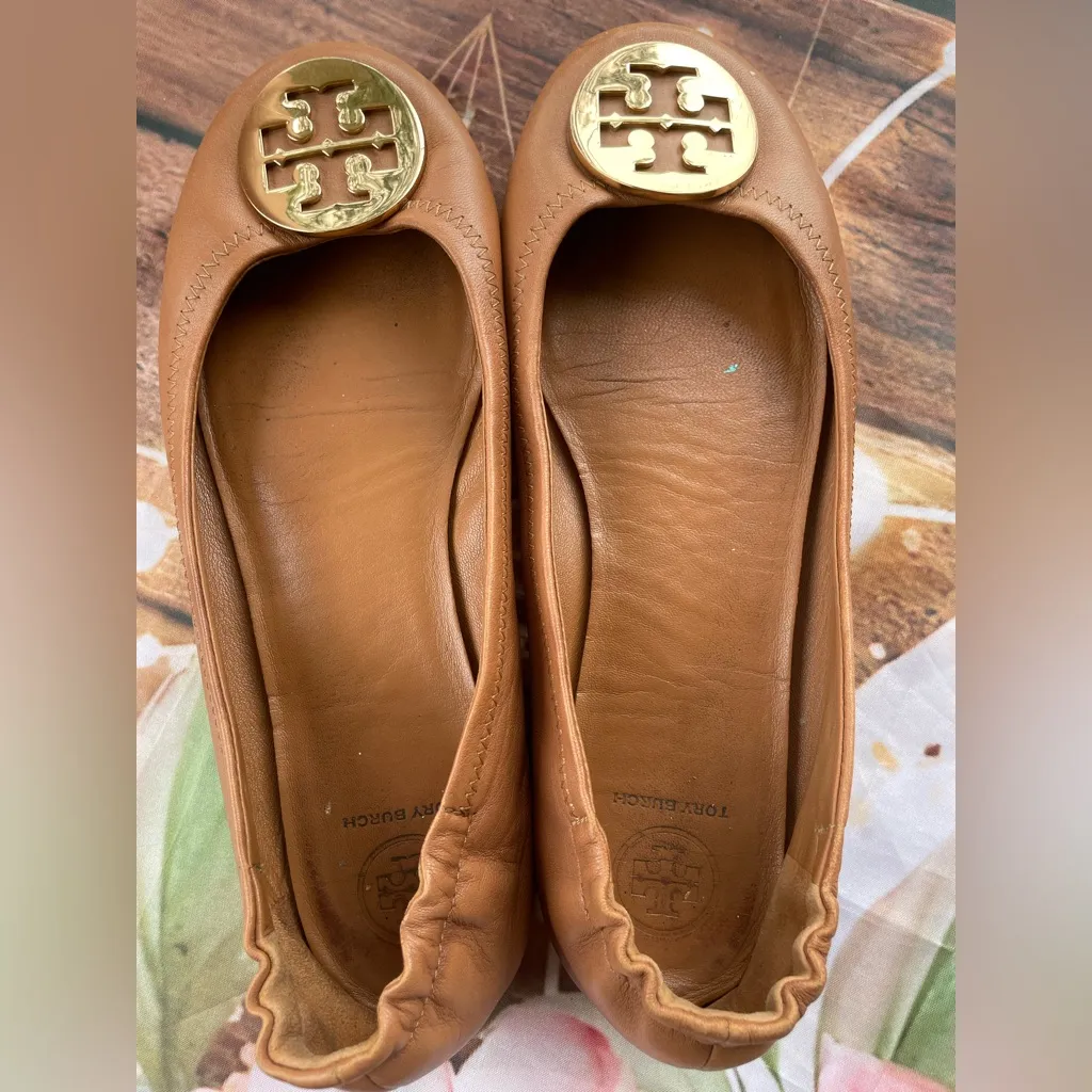 Tory Burch Tan Gold Flats - Image 3