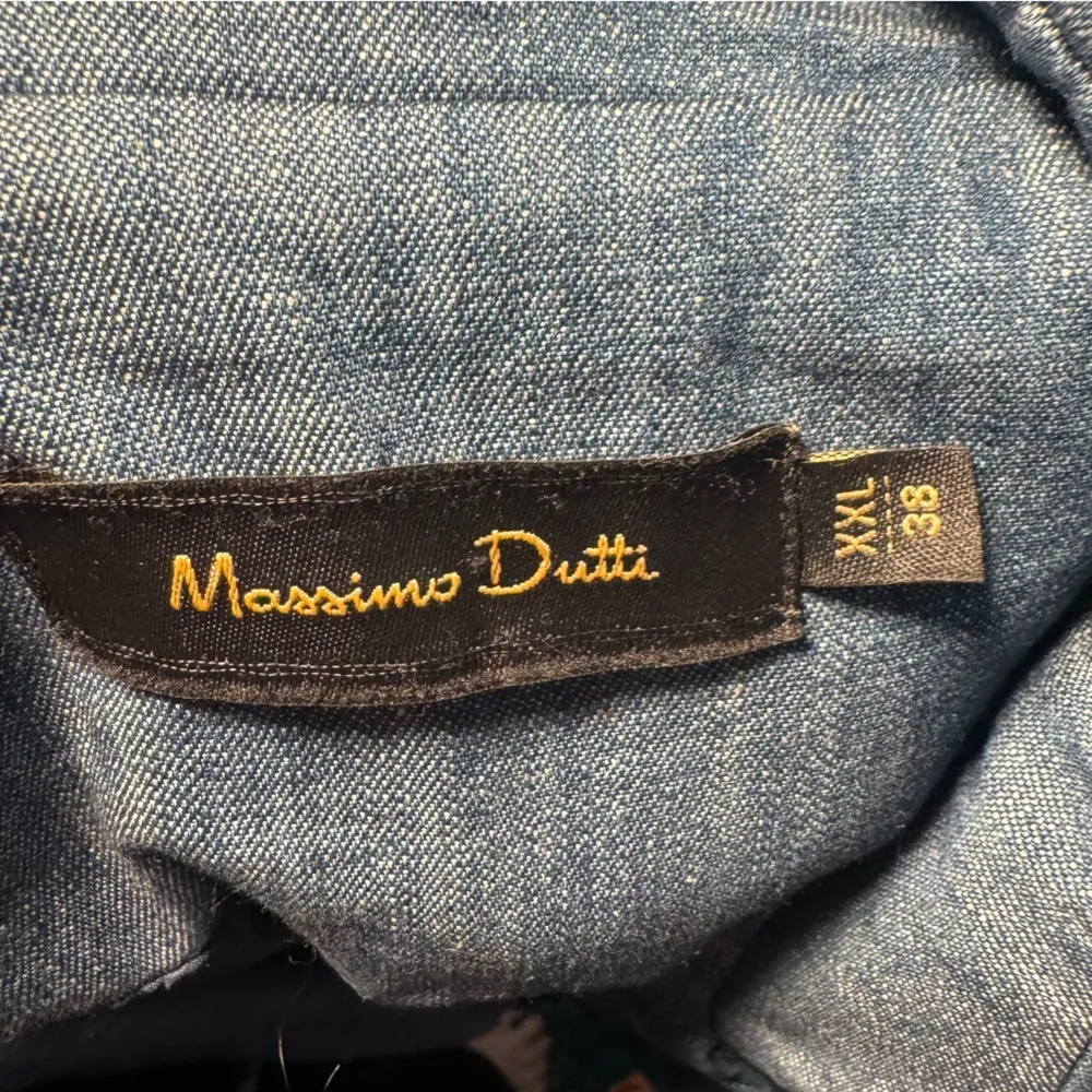 Women's Massimo Dutti Blue Denim Trench Coat - Image 6