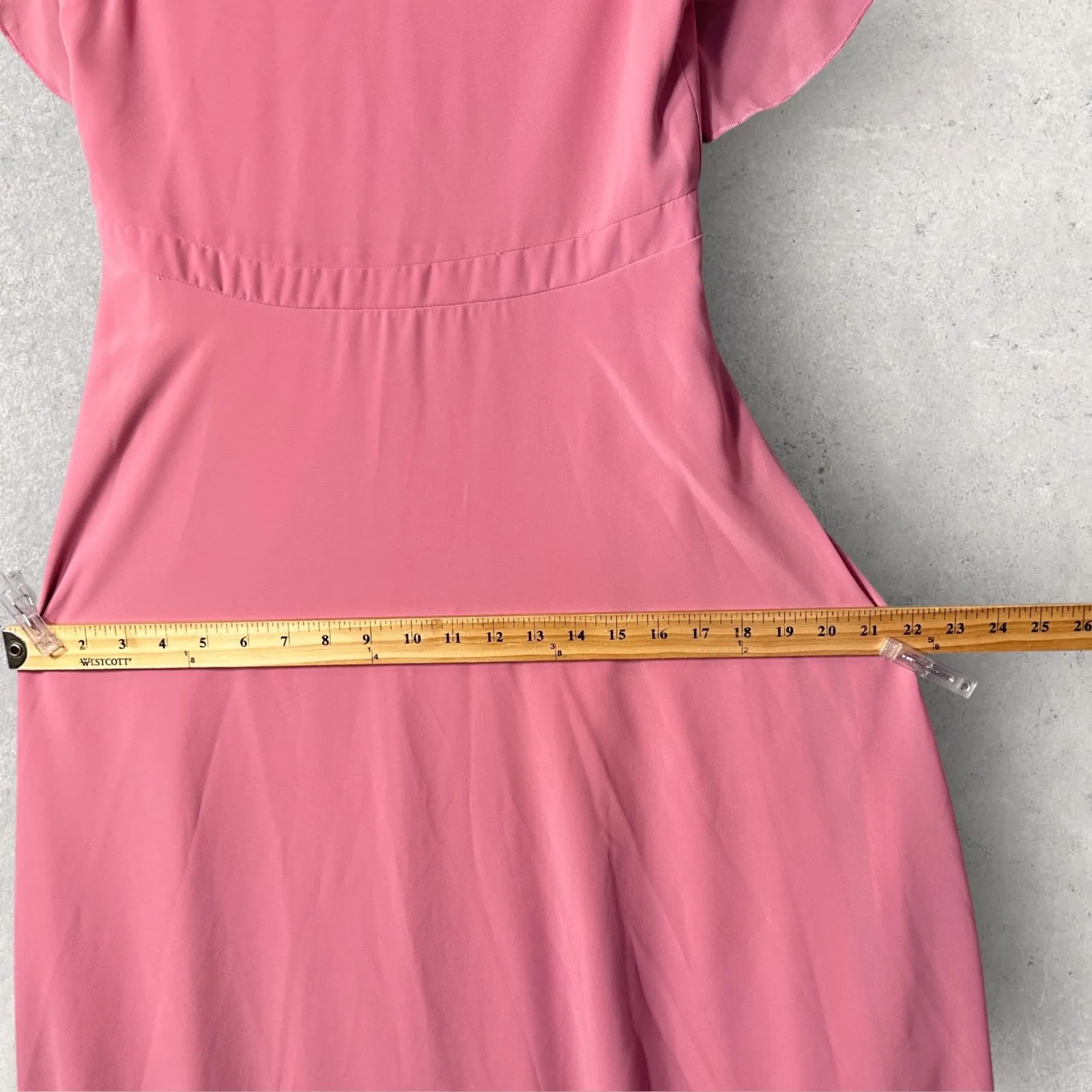 Womens Maxi Dress S Pink Ruffle Sleeve V Neck‎ Formal Wedding Guest Dress - Image 8