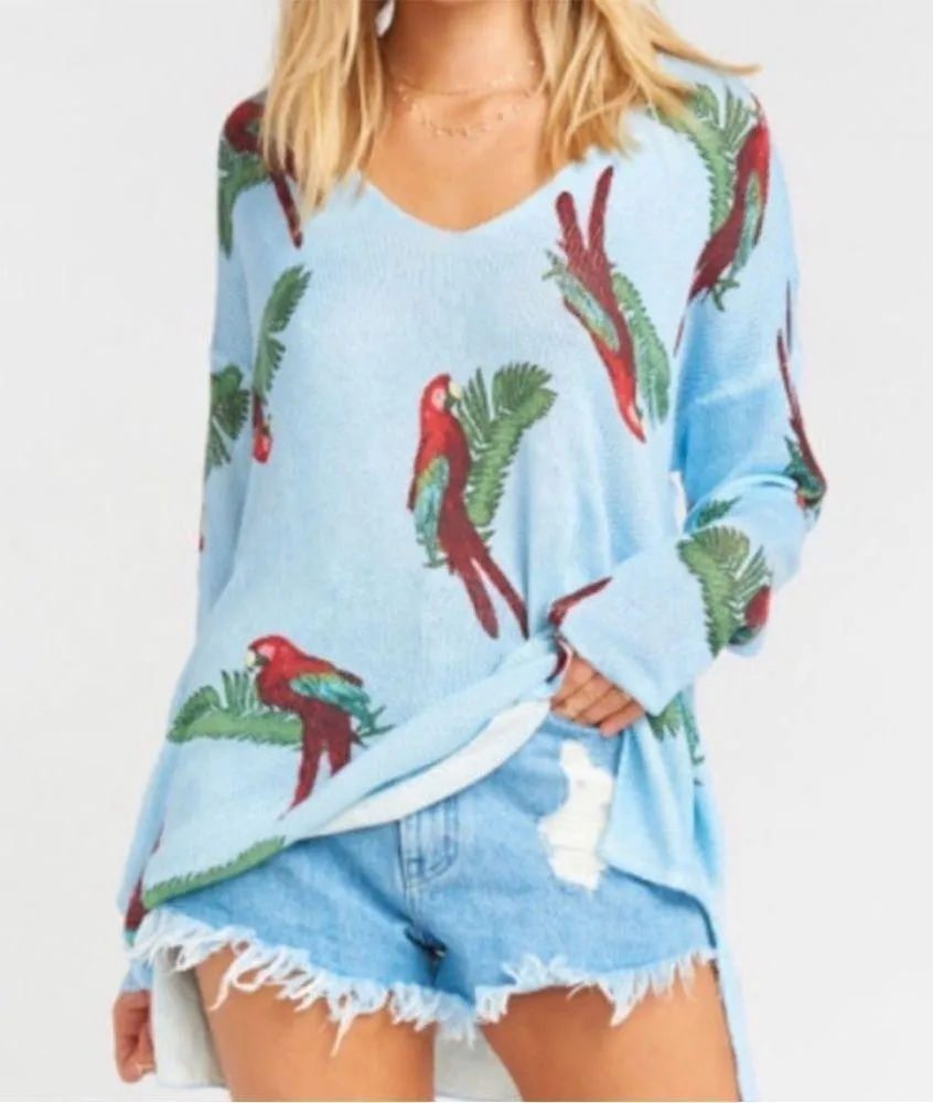 Show Me Your Mumu Blue Polly Parrot Canopy Sweater Size XS - Image 3