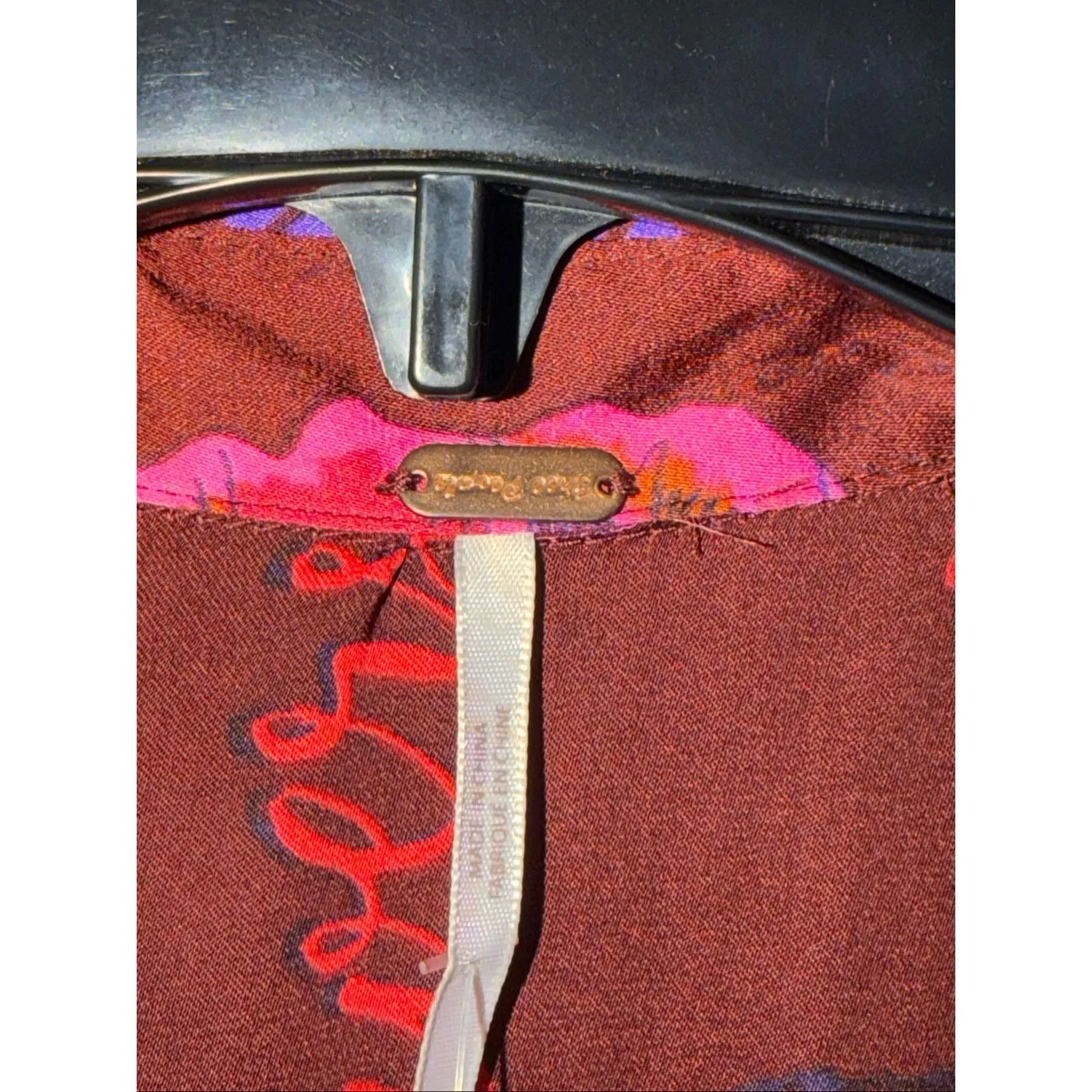 Free People Silky Nights Blouse Size XS Cranberry Red Floral nwt (6426) - Image 4