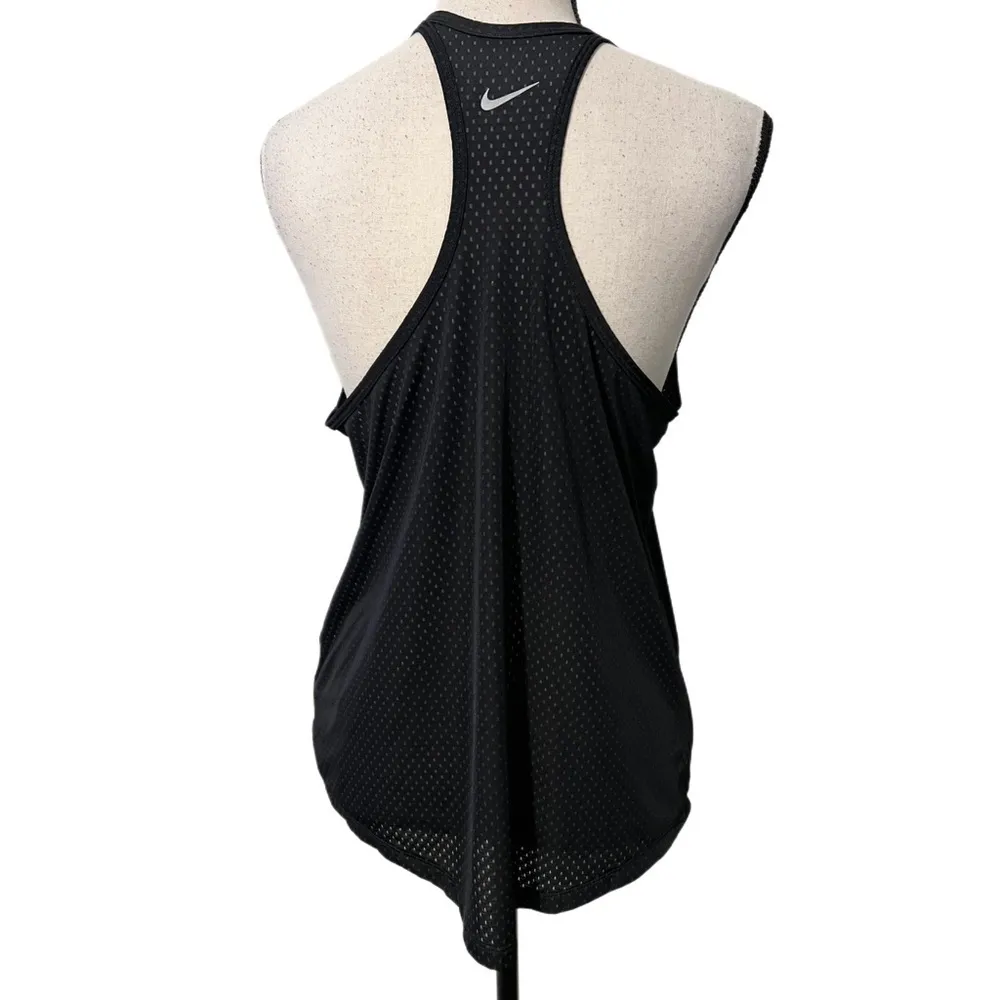 NIKE large dri-fit black tank athletic scoop neck halter pullover sleeveless gym - Image 3