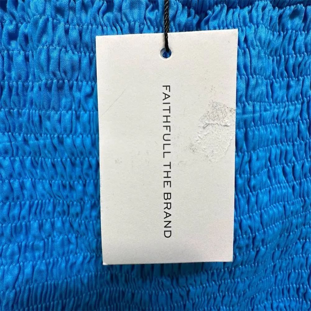 NWOT Faithfull the Brand ESTI Mini Skirt Turquoise Cotton Rayon Handmade Size 2 - Image 3