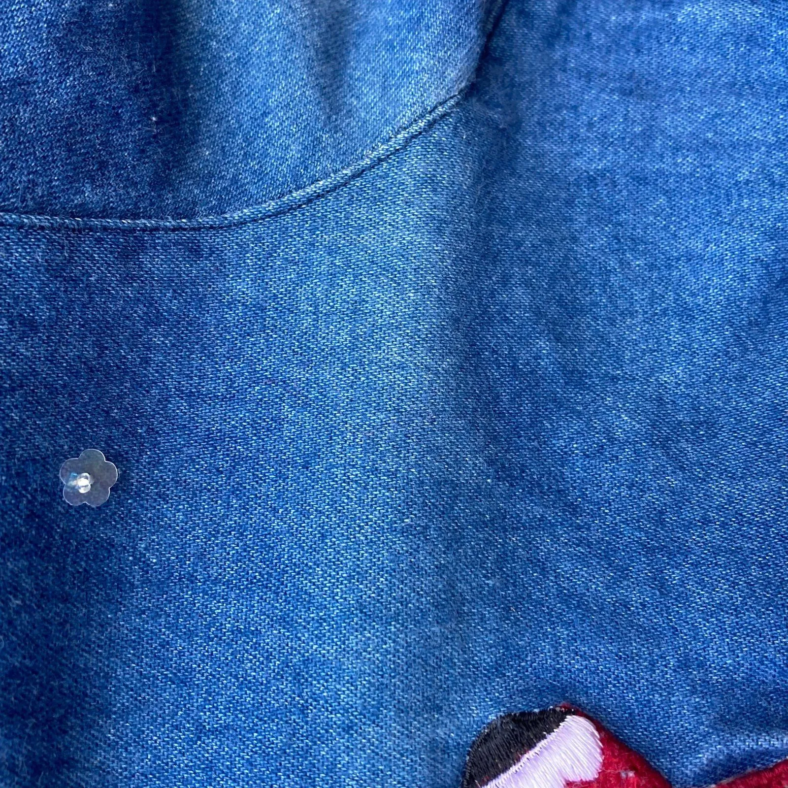 Grandmacore Christmas button down denim shirt women’s size medium santa claus Blue - Image 4