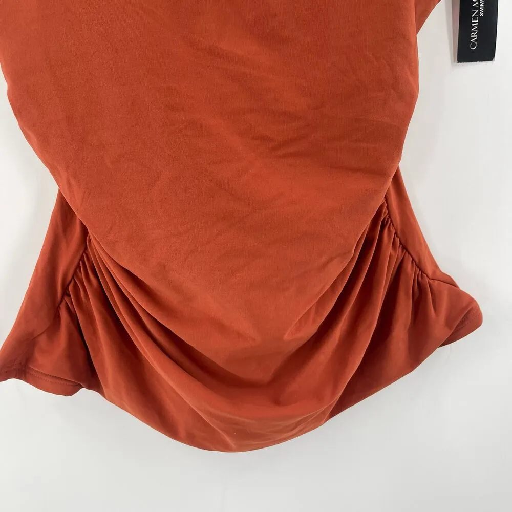 CARMEN MARC VALVO Tankini Size Extra Small Square Neck Arab Spice Ruched Sides - Image 13