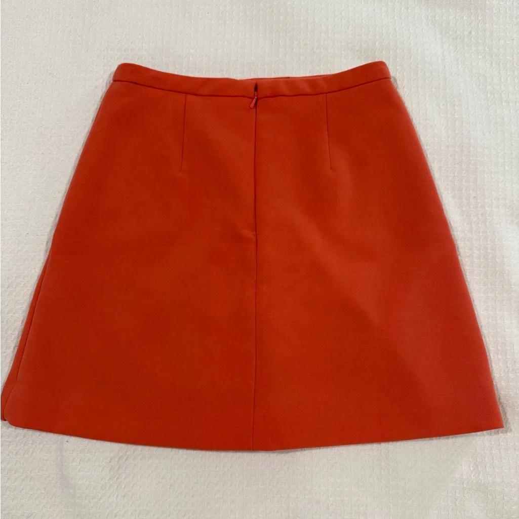Anthropology Maeve Coral Orange Business Casual Costal Style Mini Skirt Size 2 - Image 4