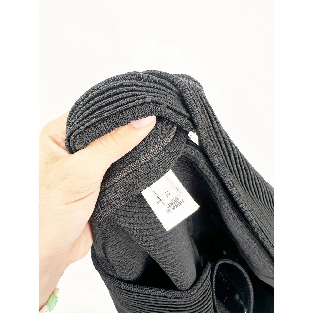 St. John Black Pleated Open Back Sleeveless Knit Maxi Dress Size 12 - Image 6