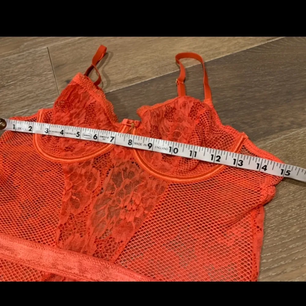 Rachel Roy lace teddy bodysuit in orange/coral size L - Image 9