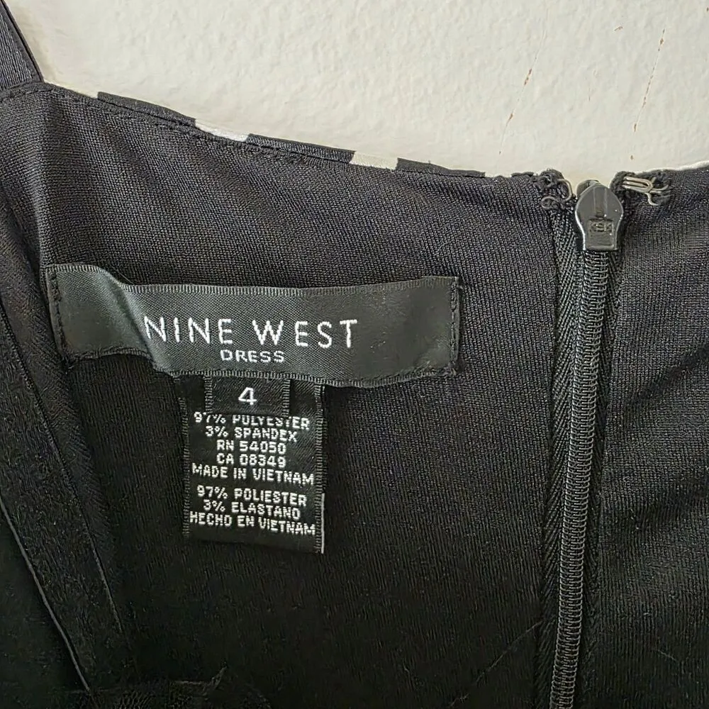 Nine West Zebra Print Mesh Mini Dress 4 Y2K 90s Grunge Tulle Trim Animal Print - Image 3