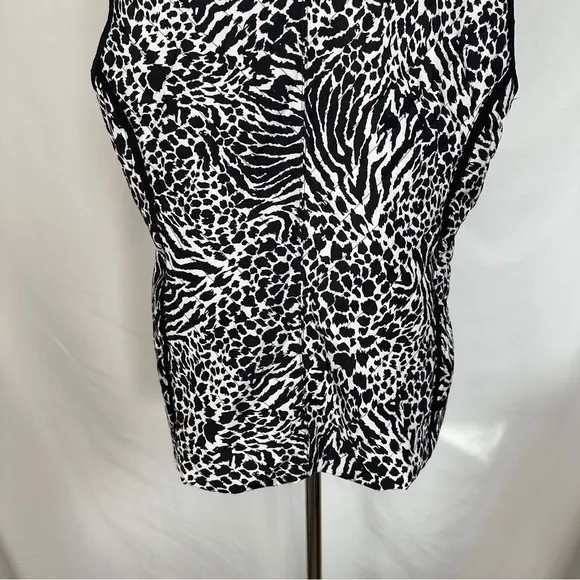 Laura‎ Ashley Black White Animal Print Vest Puffy Designer Stripe Womens Large - Image 8